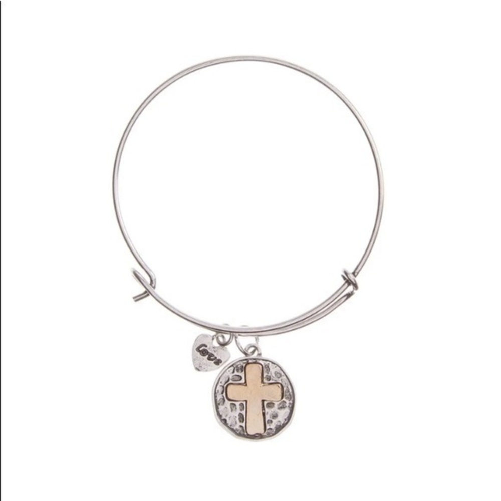 Cross Bangle Silver Cross and heart bangle